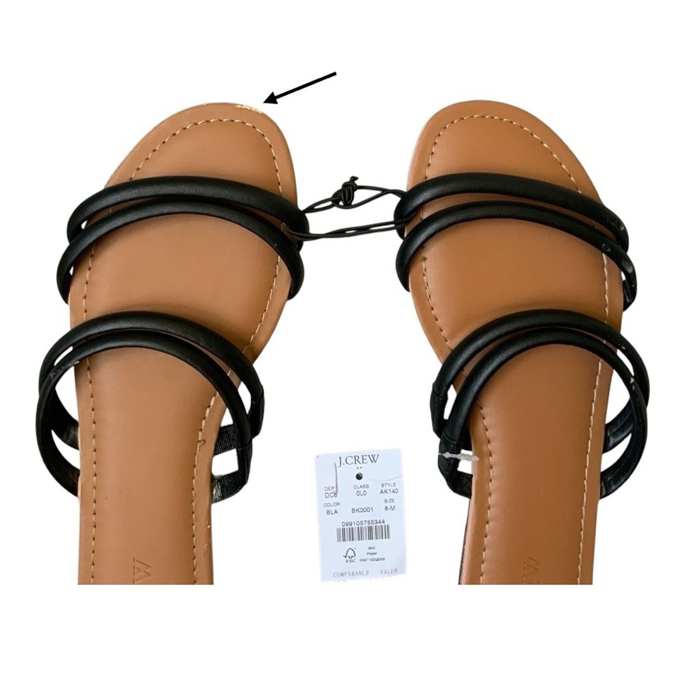 NWT J.Crew Seaside Slide Sandals Black Sz 8 AK140 - Picture 6 of 8